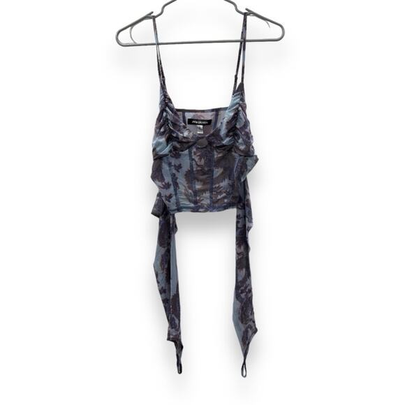 Urban Outfitters UO Ziggy Purple Paisley Print Cold Shoulder Corset‎ Top Size L - Picture 3 of 11